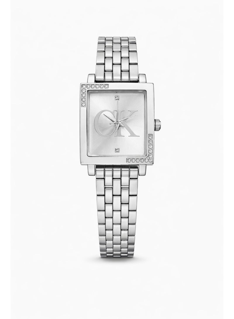 Calvin Klein Women’s Analog Watch with Silver Dial & Stainless Steel Bracelet